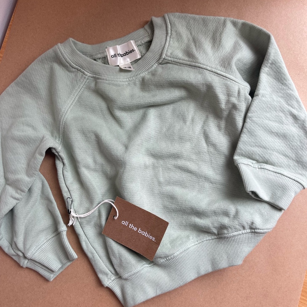 All The Babies brand organic cotton sweatshirt 12-18m NWT
